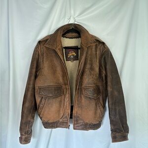 Vintage Adventure Bound by Wilson Pilot Bomber Leather Jacket with Sherpa Insert